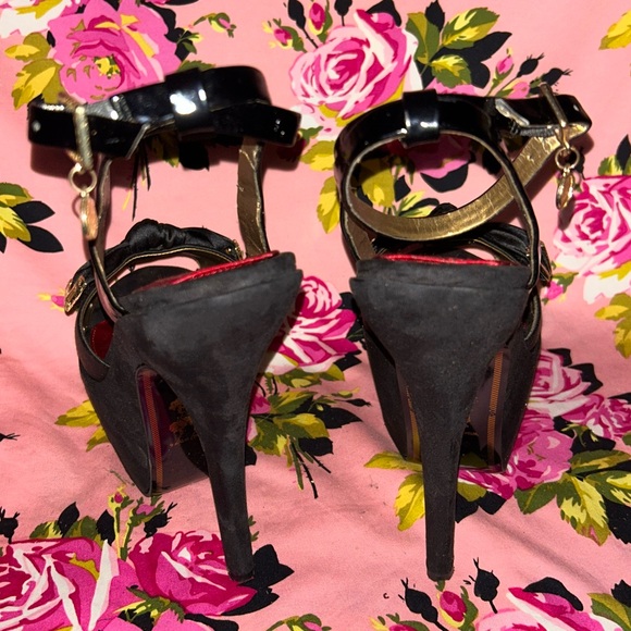 Sam Edelman pinup black satin bow platform heels 9.5 nib sexy pinup vixen kitten - Picture 10 of 17